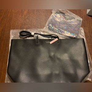 NWT Victoria’s Secret Black tote with sequin cosmetic bag